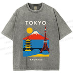 Unisex Tokyo Bauhaus Printed Washed Tee