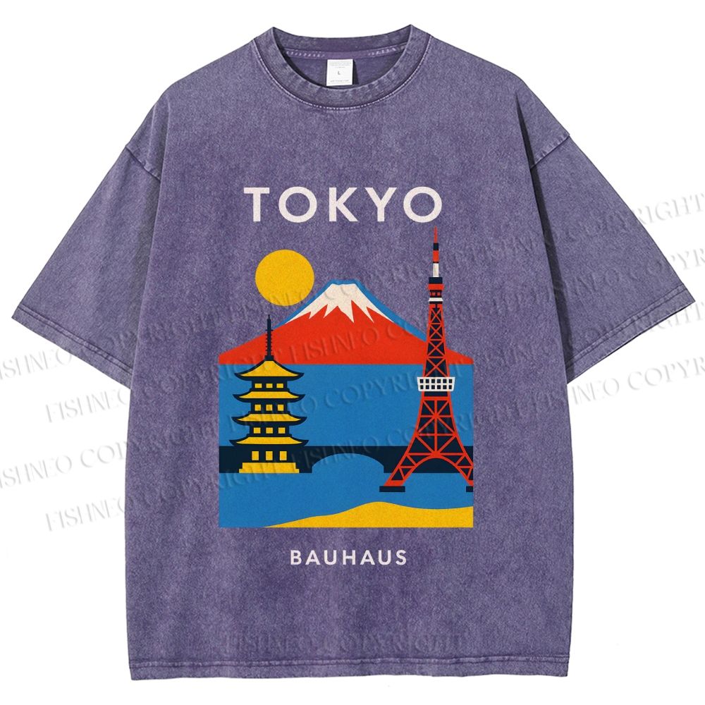 Unisex Tokyo Bauhaus Printed Washed Tee