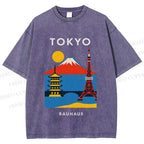 Unisex Tokyo Bauhaus Printed Washed Tee