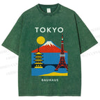 Unisex Tokyo Bauhaus Printed Washed Tee