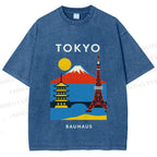 Unisex Tokyo Bauhaus Printed Washed Tee