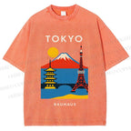 Unisex Tokyo Bauhaus Printed Washed Tee