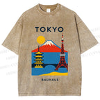 Unisex Tokyo Bauhaus Printed Washed Tee