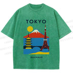 Unisex Tokyo Bauhaus Printed Washed Tee