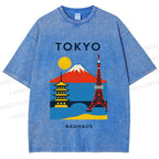 Unisex Tokyo Bauhaus Printed Washed Tee