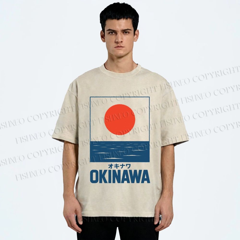 Unisex Okinawa Japan Printed Washed Tee