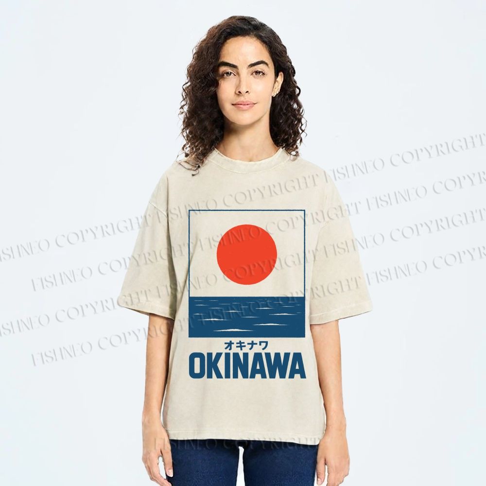 Unisex Okinawa Japan Printed Washed Tee
