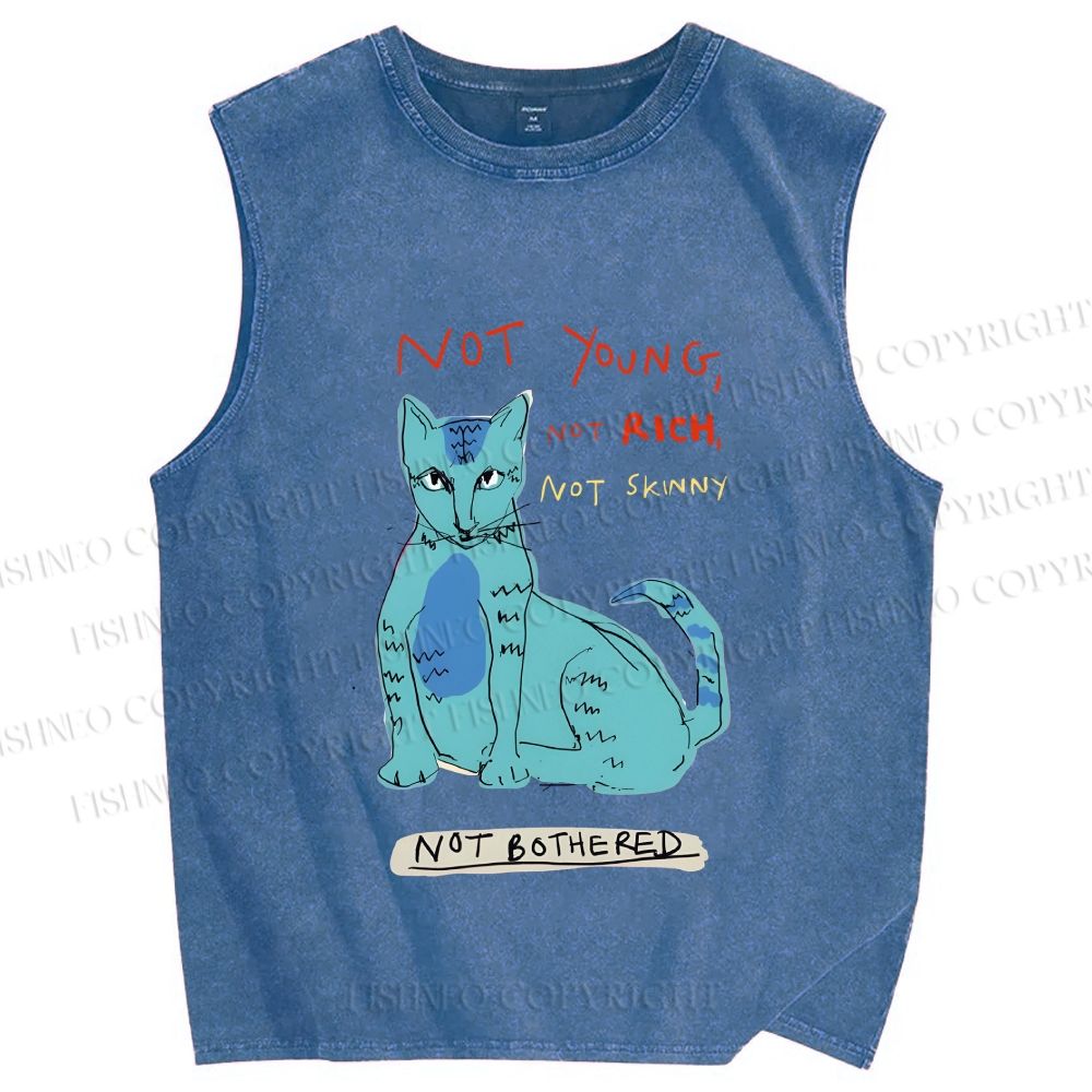 Unisex Cat Printed Washed Tank Top