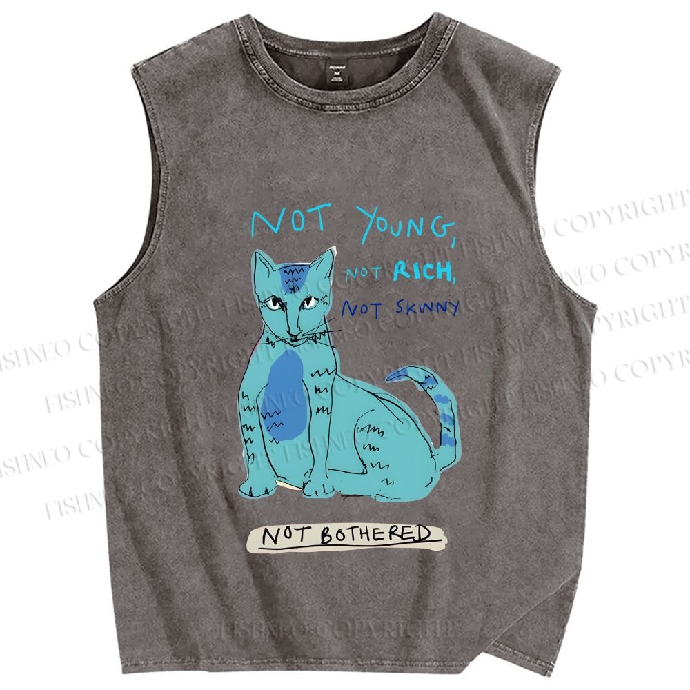 Unisex Cat Printed Washed Tank Top