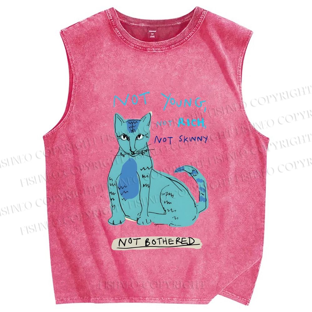 Unisex Cat Printed Washed Tank Top
