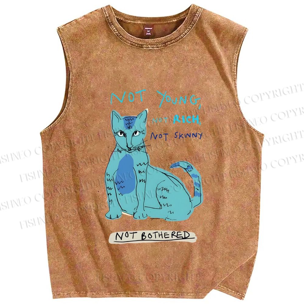 Unisex Cat Printed Washed Tank Top