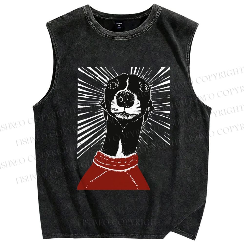 Unisex Sighthound Lino Printed Washed Tank Top