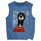 Unisex Sighthound Lino Printed Washed Tank Top