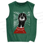 Unisex Sighthound Lino Printed Washed Tank Top