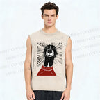 Unisex Sighthound Lino Printed Washed Tank Top
