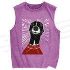 Unisex Sighthound Lino Printed Washed Tank Top