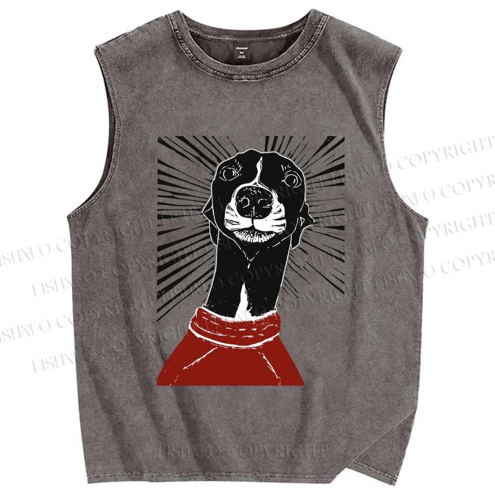 Unisex Sighthound Lino Printed Washed Tank Top