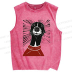 Unisex Sighthound Lino Printed Washed Tank Top