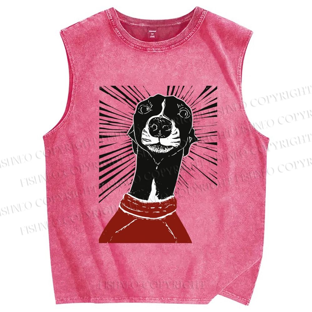 Unisex Sighthound Lino Printed Washed Tank Top