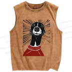 Unisex Sighthound Lino Printed Washed Tank Top