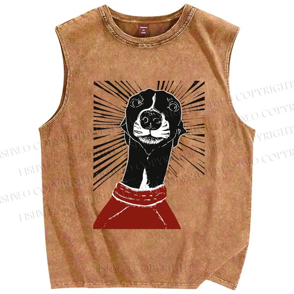 Unisex Sighthound Lino Printed Washed Tank Top
