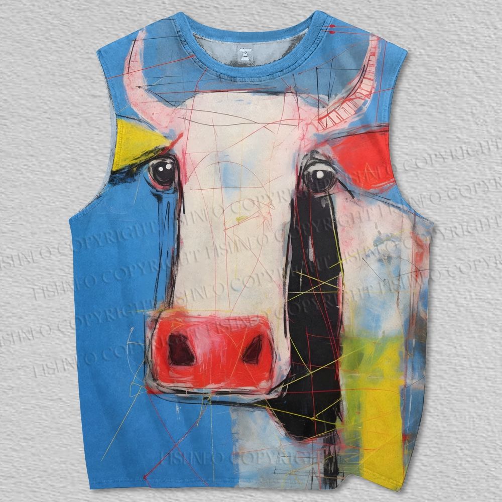 Unisex Silly Cow Printed Tank Top