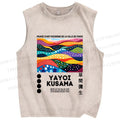 Unisex Yayoi Kusama Multicolor River Printed Washed Tank Top
