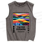 Unisex Yayoi Kusama Multicolor River Printed Washed Tank Top