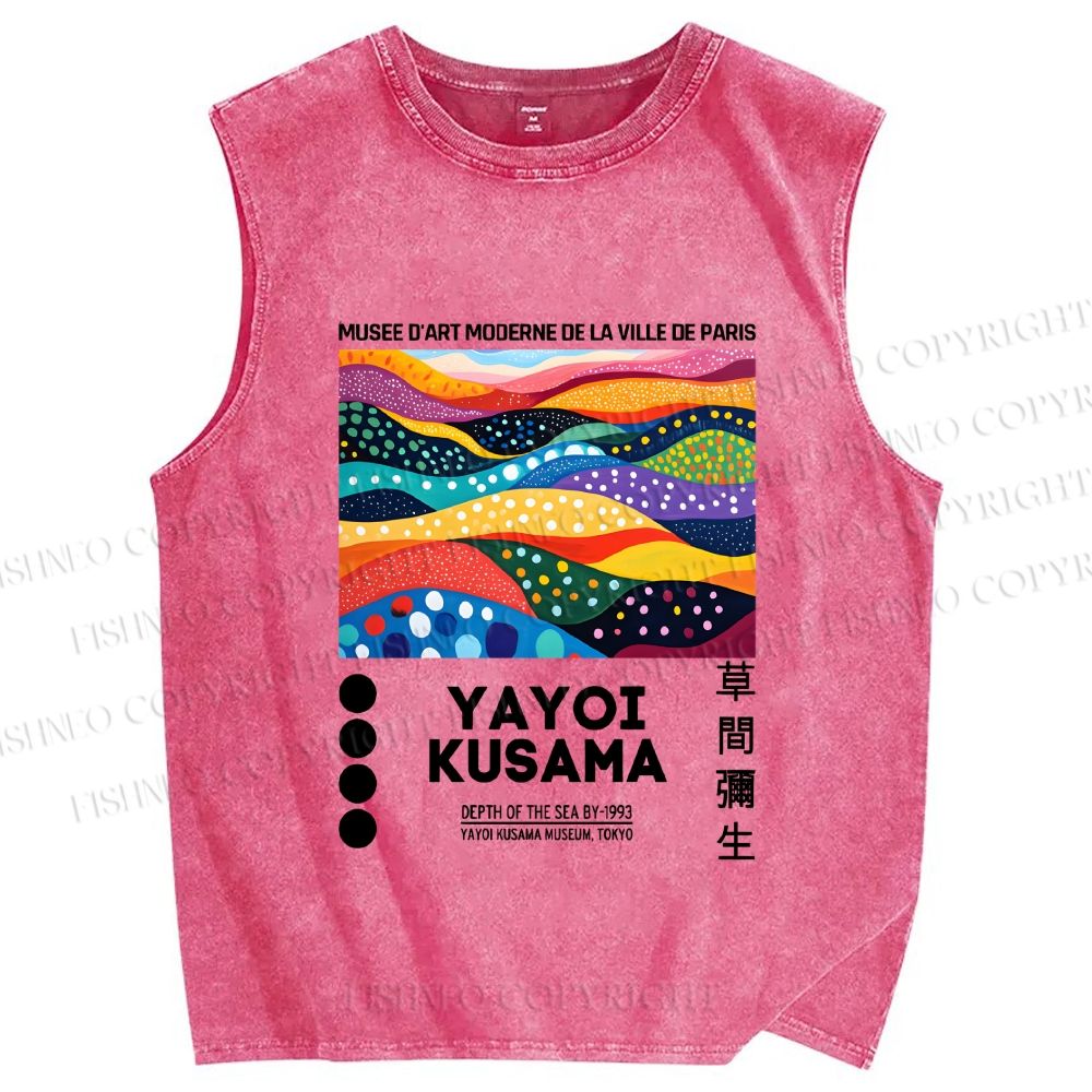 Unisex Yayoi Kusama Multicolor River Printed Washed Tank Top