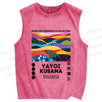 Unisex Yayoi Kusama Multicolor River Printed Washed Tank Top