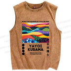 Unisex Yayoi Kusama Multicolor River Printed Washed Tank Top