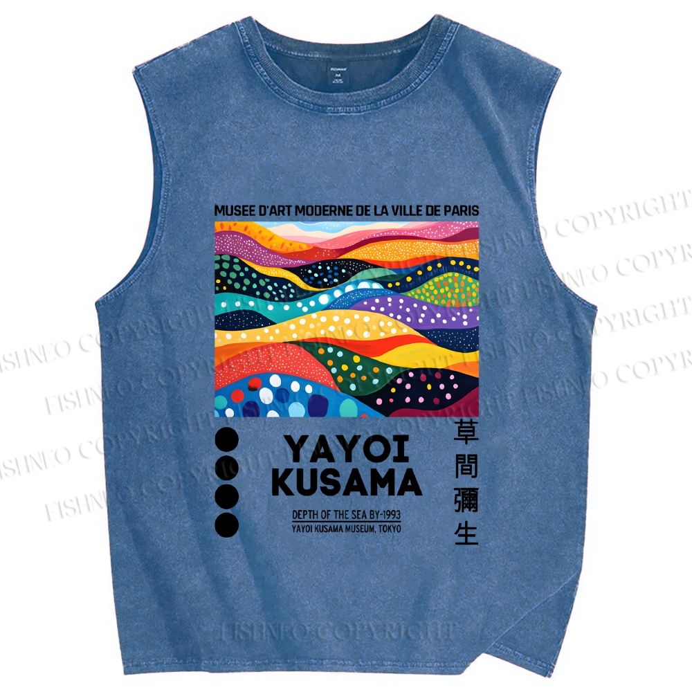 Unisex Yayoi Kusama Multicolor River Printed Washed Tank Top