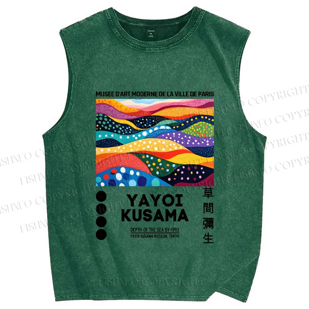 Unisex Yayoi Kusama Multicolor River Printed Washed Tank Top