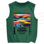 Unisex Yayoi Kusama Multicolor River Printed Washed Tank Top