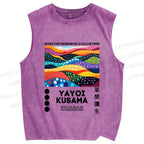 Unisex Yayoi Kusama Multicolor River Printed Washed Tank Top