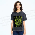 Unisex Alien Printed Washed Tee
