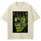 Unisex Alien Printed Washed Tee