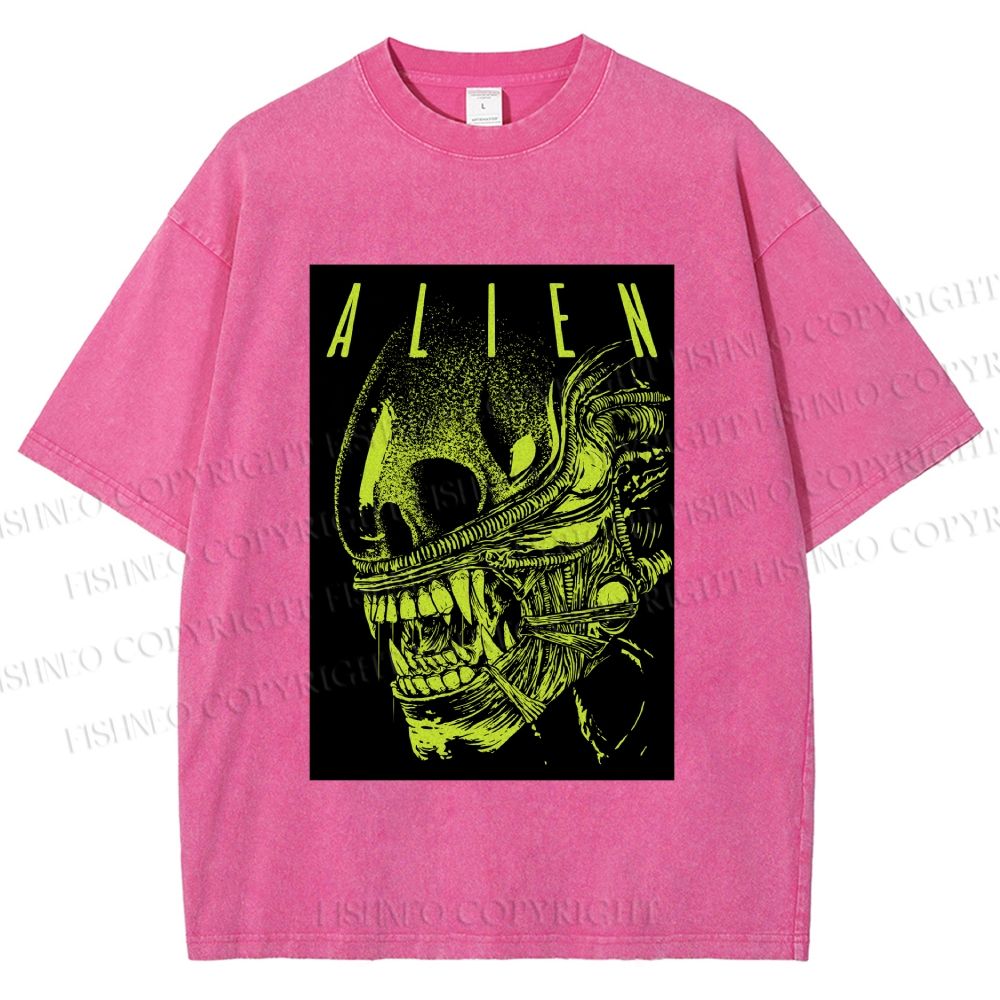 Unisex Alien Printed Washed Tee