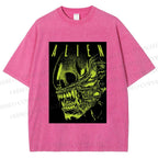 Unisex Alien Printed Washed Tee
