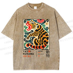 Unisex Yayoi Kusama Tiger Printed Washed Tee