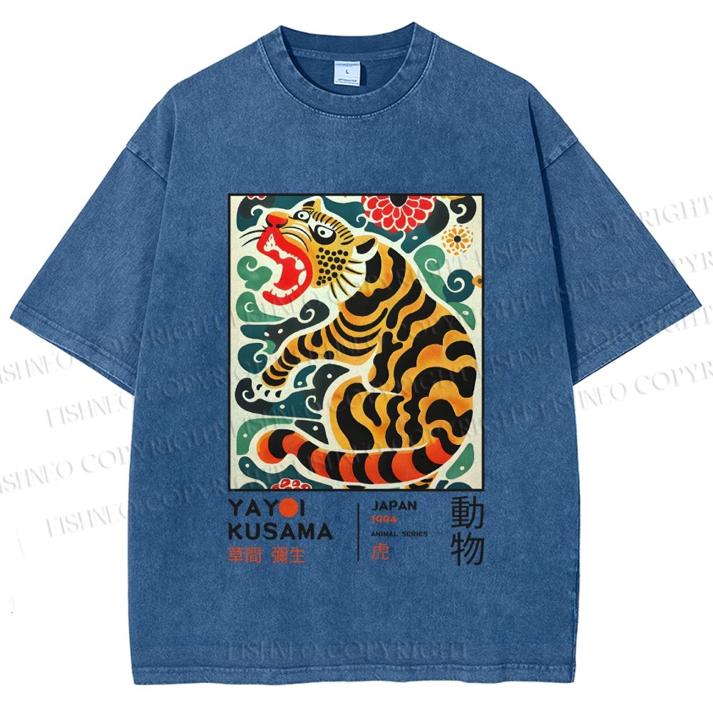 Unisex Yayoi Kusama Tiger Printed Washed Tee