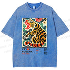 Unisex Yayoi Kusama Tiger Printed Washed Tee