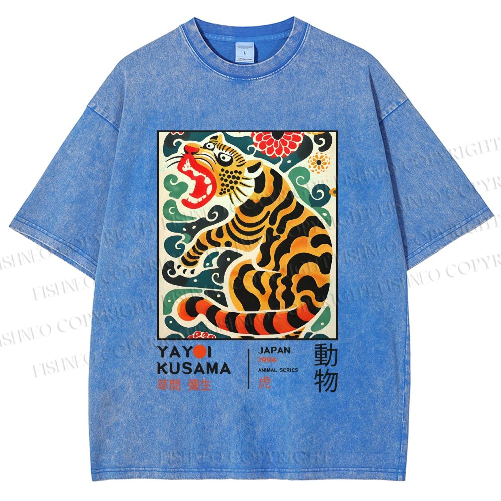 Unisex Yayoi Kusama Tiger Printed Washed Tee