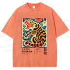 Unisex Yayoi Kusama Tiger Printed Washed Tee