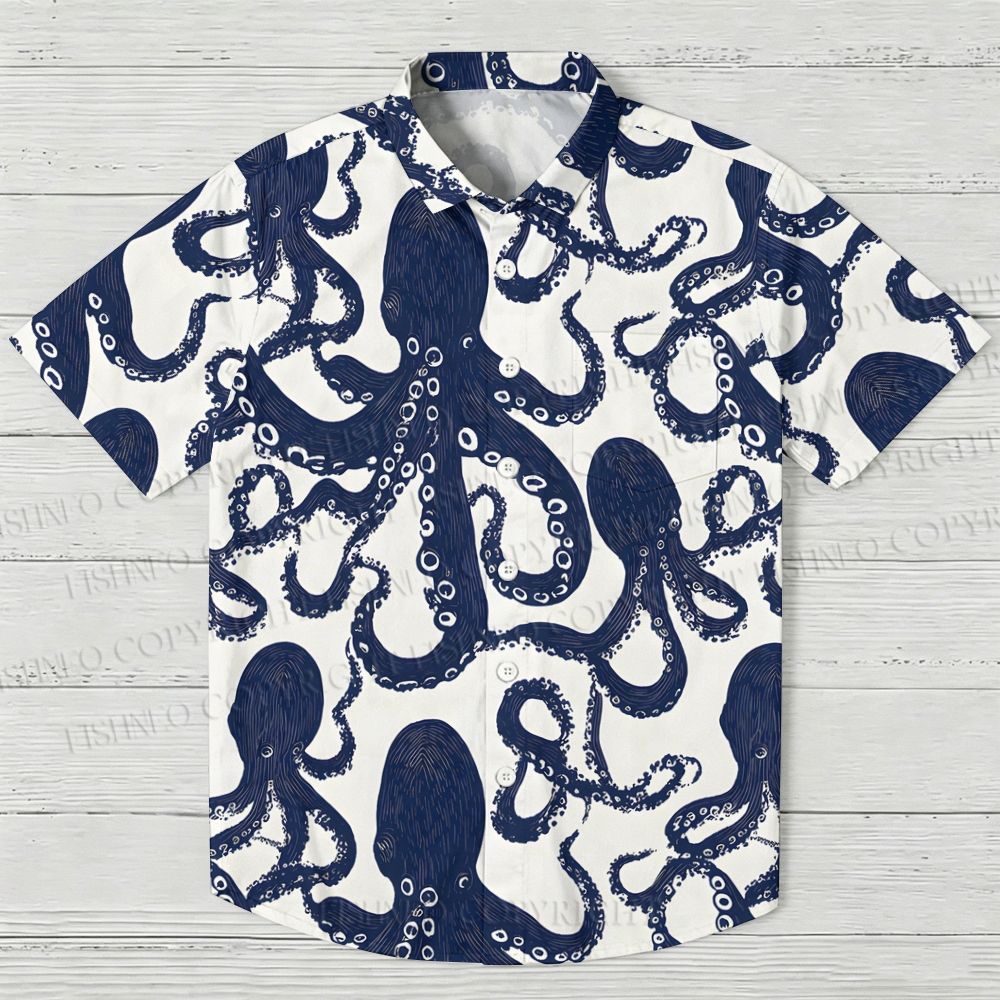 Octopus Print Hawaiian Shirt