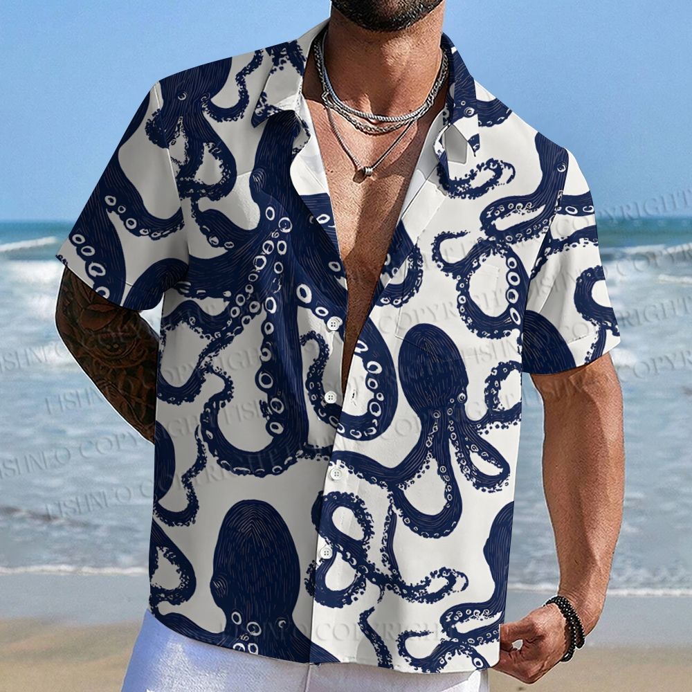 Octopus Print Hawaiian Shirt