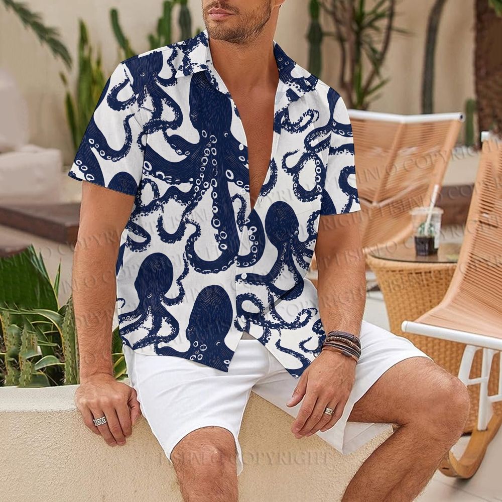 Octopus Print Hawaiian Shirt