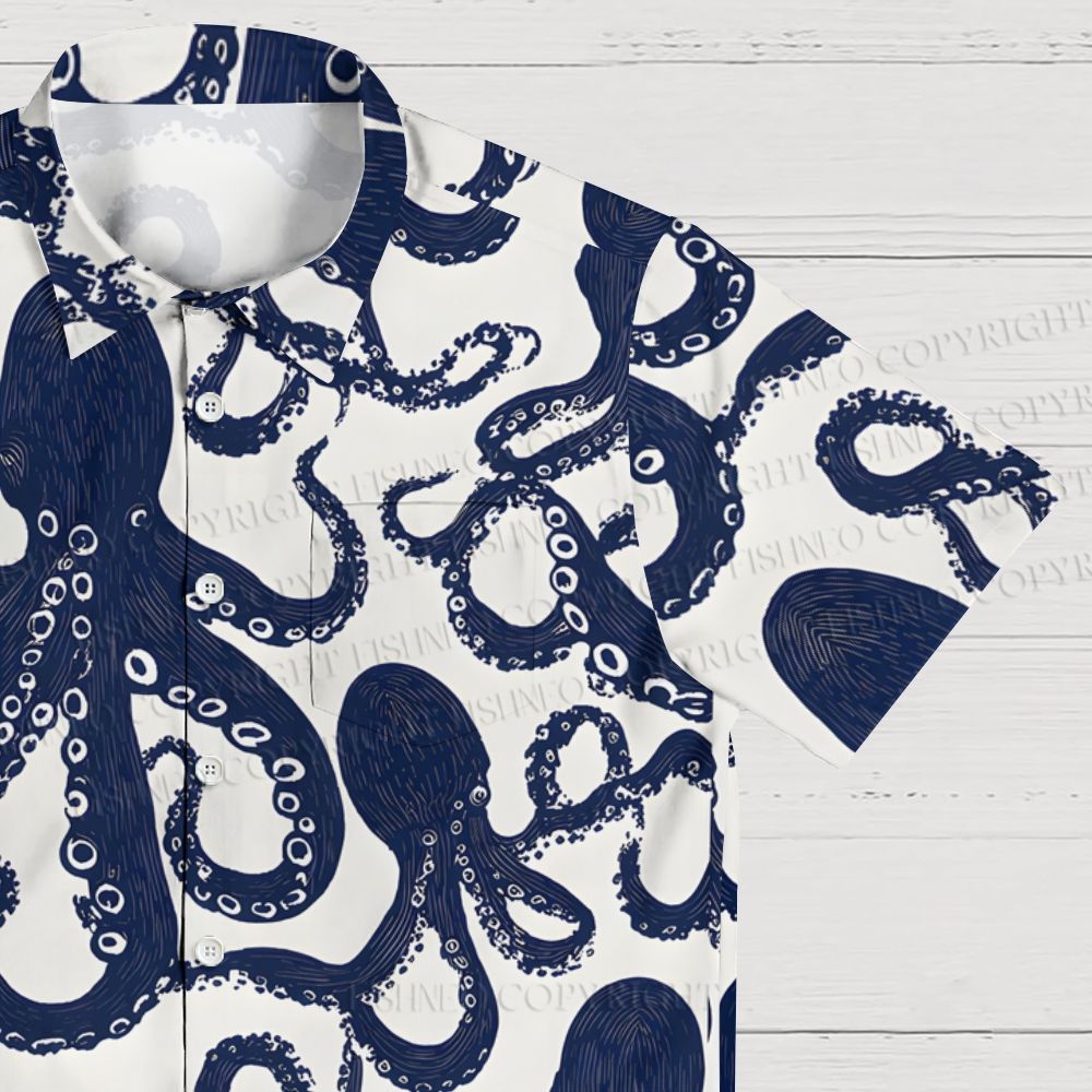 Octopus Print Hawaiian Shirt