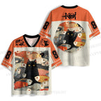 Japanese Black Cat Koi Fish Jersey Shirts
