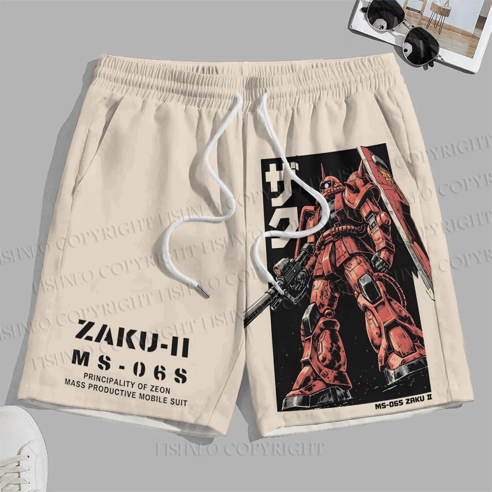 Men's MS-06S ZAKU II Printed Casual Beach Plus Size Shorts